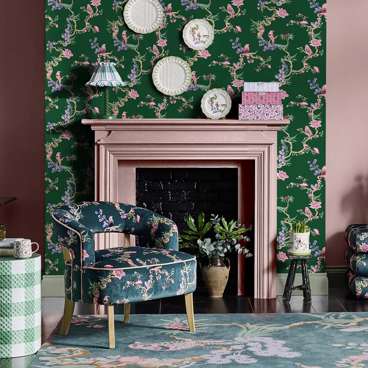 Cath Kidston Birds & Berries Emerald Wallpaper