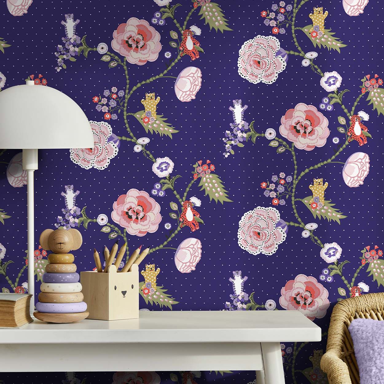Cath Kidston Catnip Navy Wallpaper