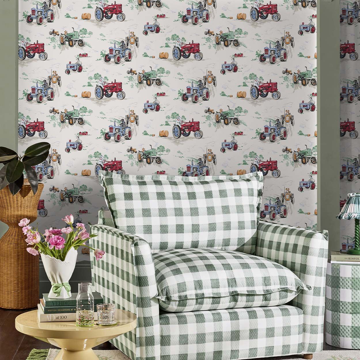 Cath Kidston Tractor Multi Wallpaper