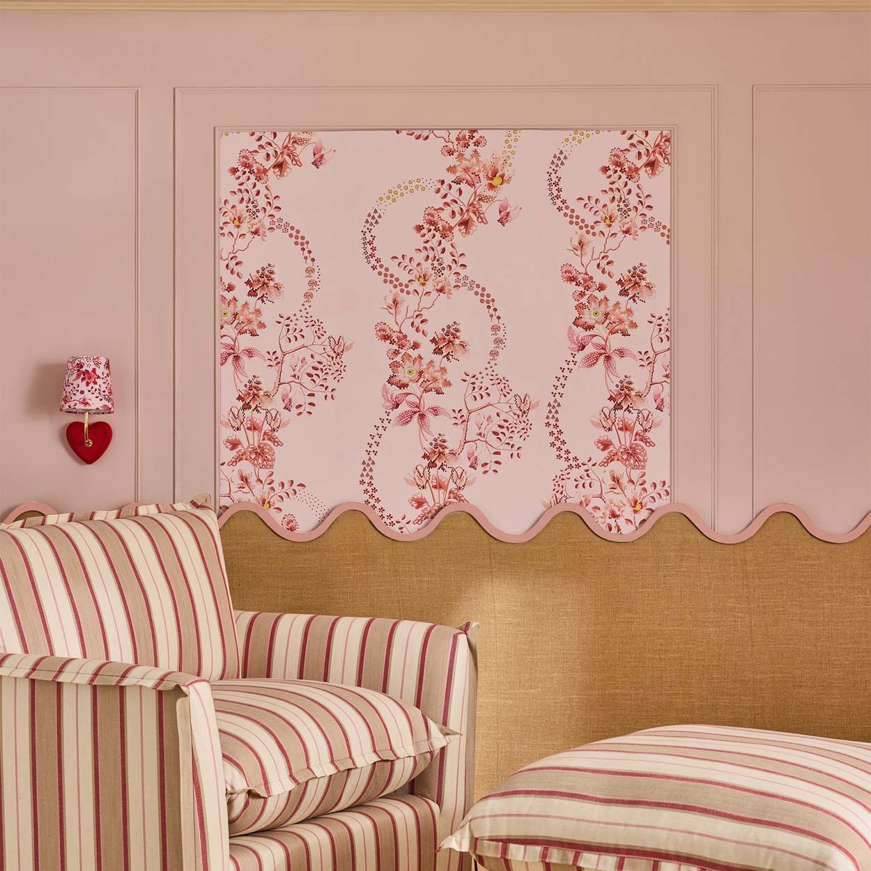 Cath Kidston Road Floral Pink & Red Wallpaper