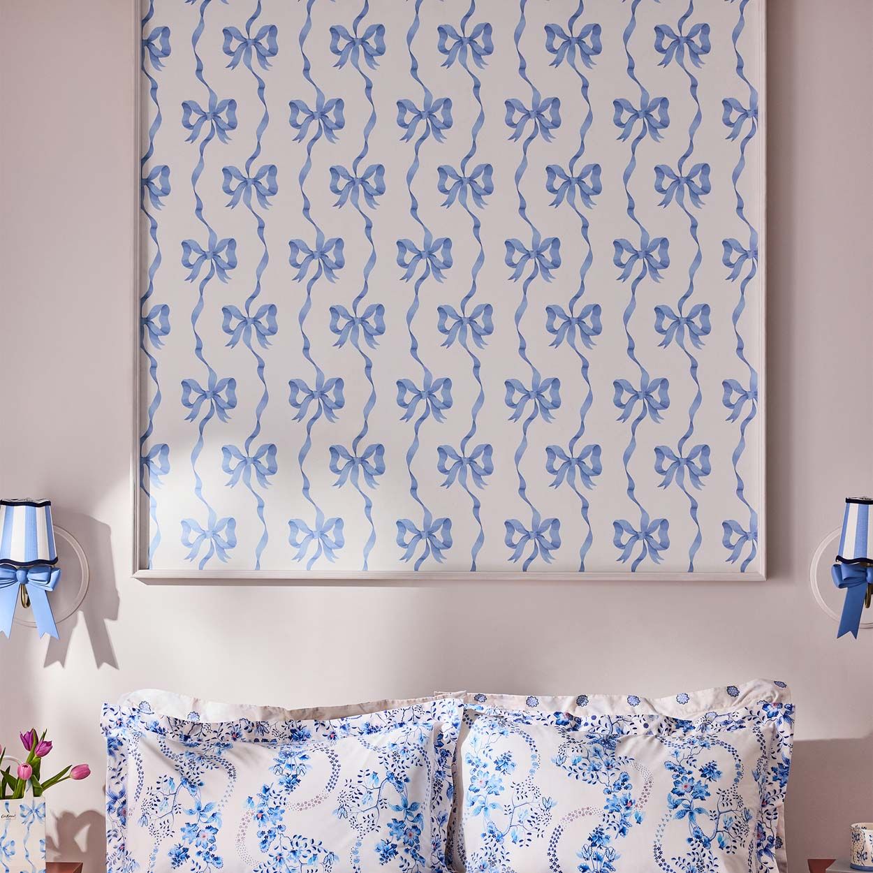 Cath Kidston Ribbon Bow Blue Wallpaper