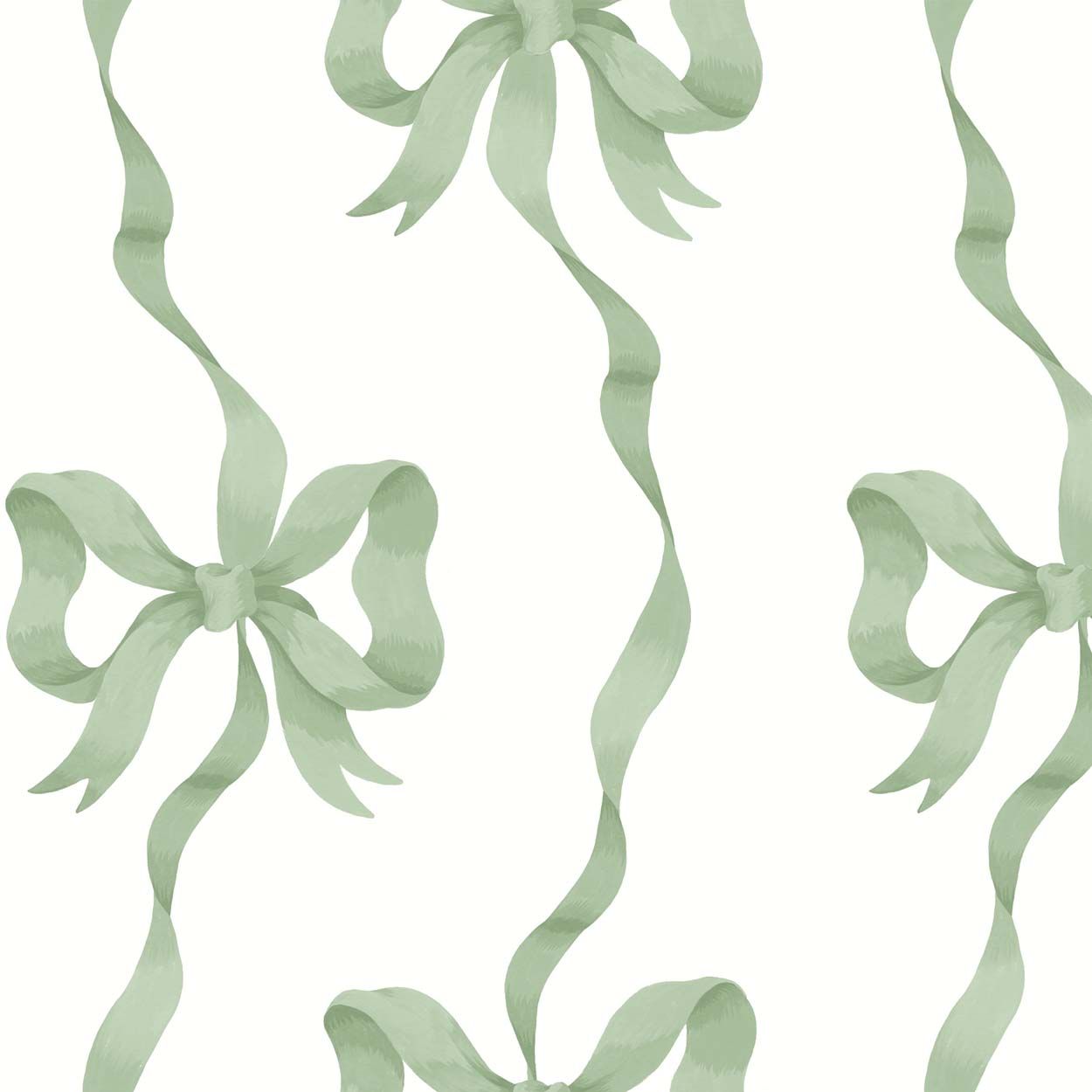 Cath Kidston Ribbon Bow Sage Wallpaper