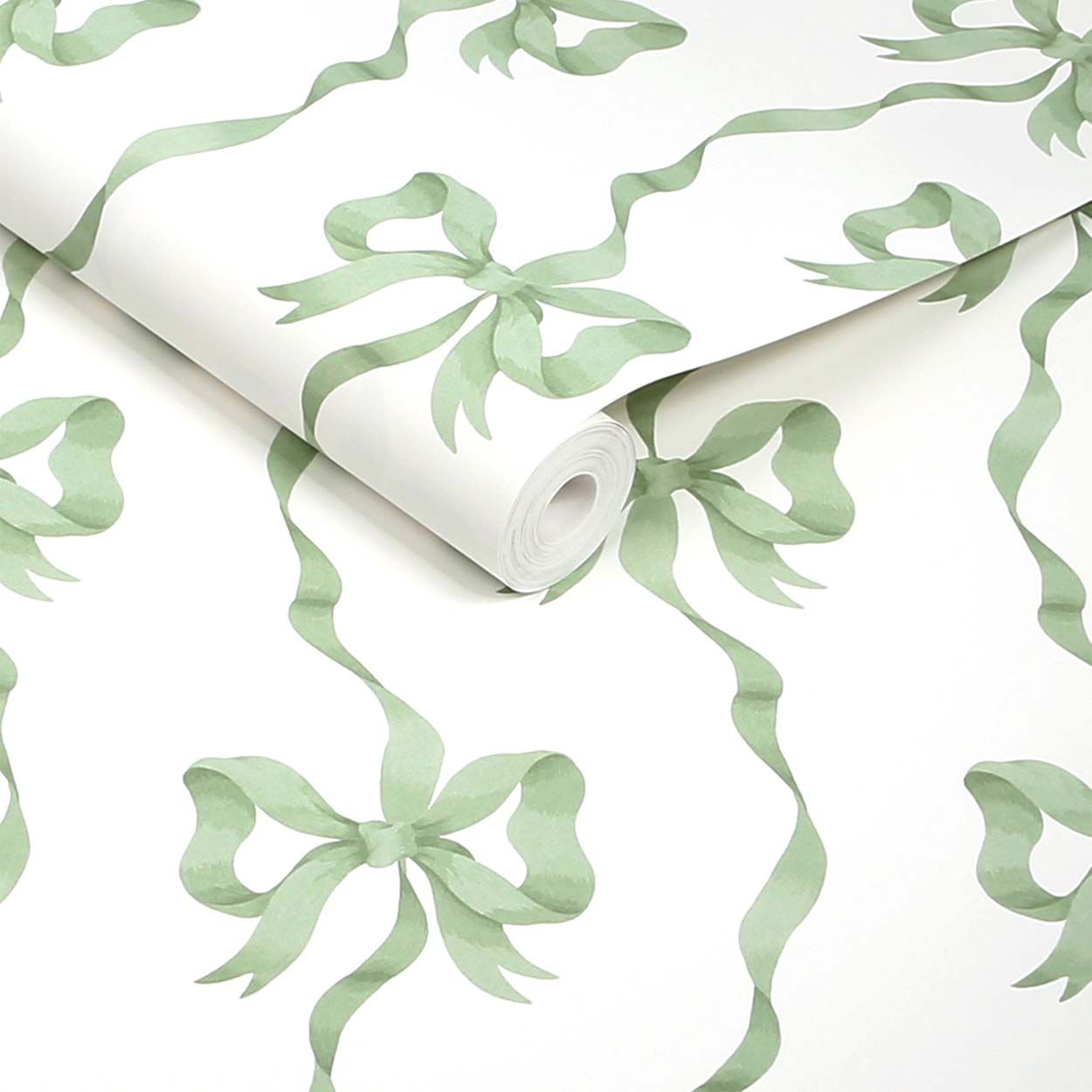 Cath Kidston Ribbon Bow Sage Wallpaper