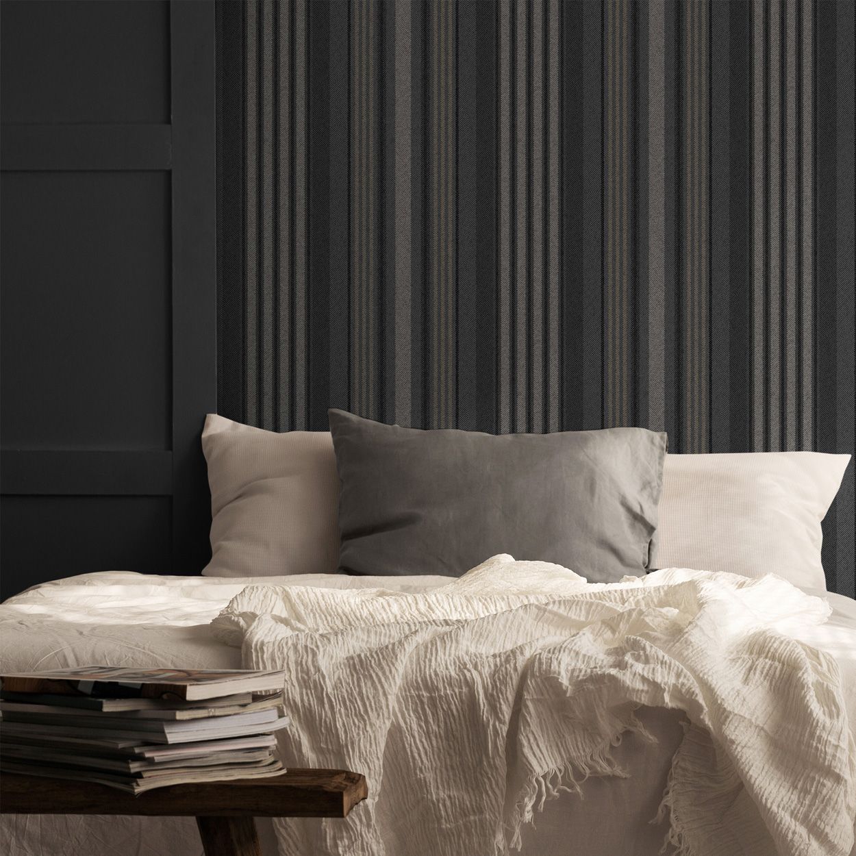 Superfresco Easy Loom Stripe Charcoal Wallpaper
