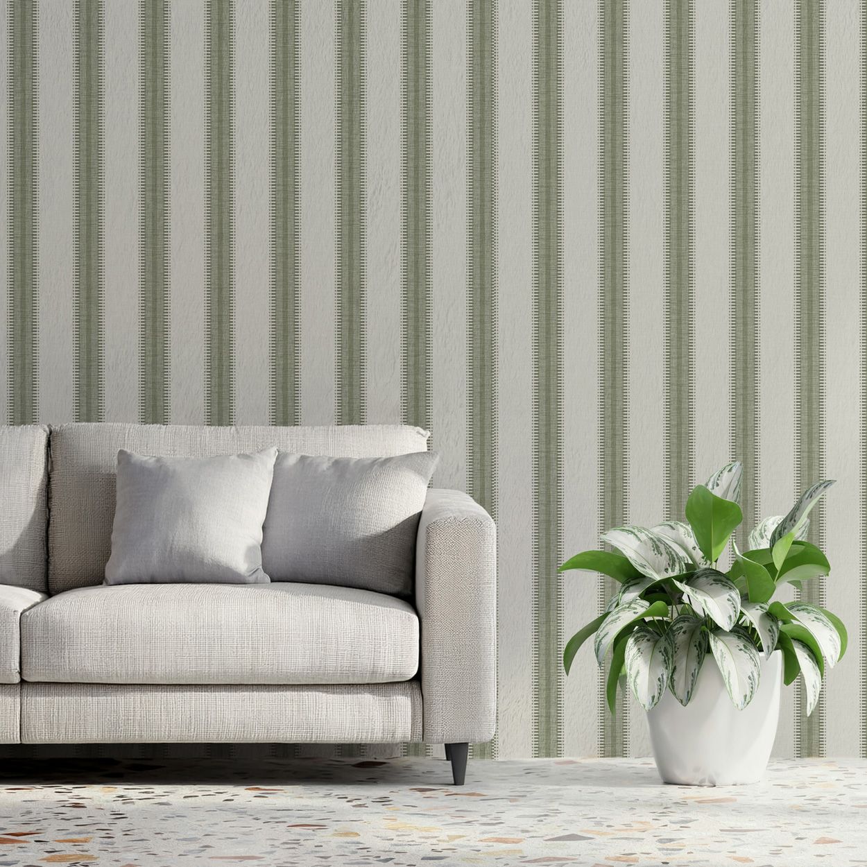 Superfresco Easy Sonnet Stripe Sage Wallpaper