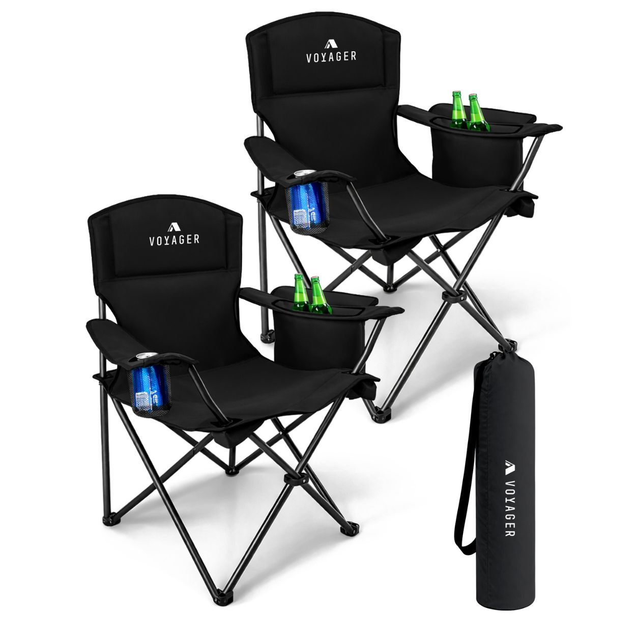 Voyager - Cool Arm Camping Chair 2Pk Black