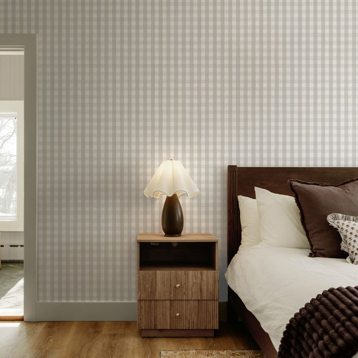 Superfresco Easy Hattie Gingham Stone Wallpaper
