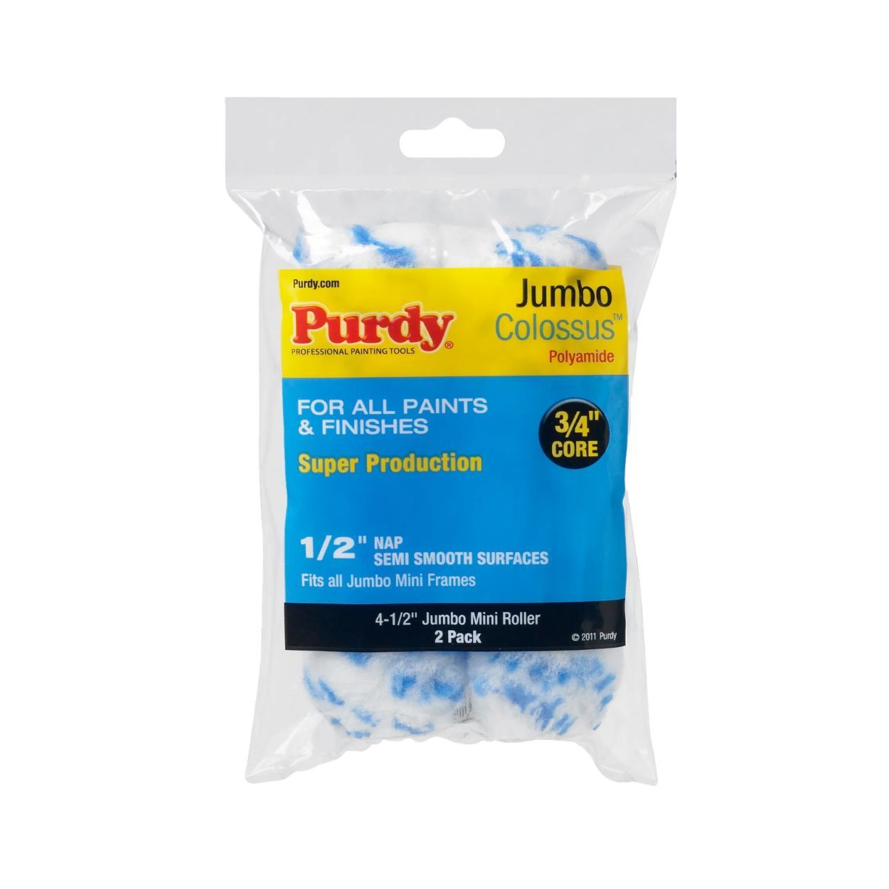 Purdy Colossus Jumbo Mini Roller Cover 4-1/2 x 1/2 in. 2 count