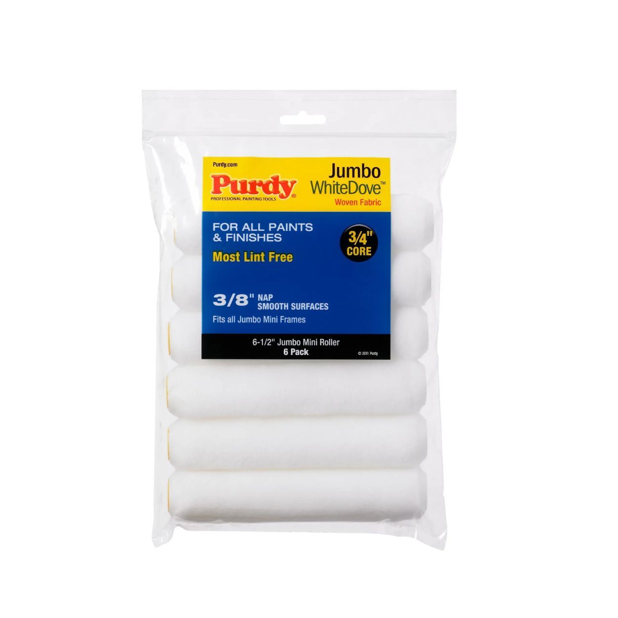 Purdy White Dove Jumbo Mini Roller Cover 6.5 Inch x 3/8 inch pack of 6