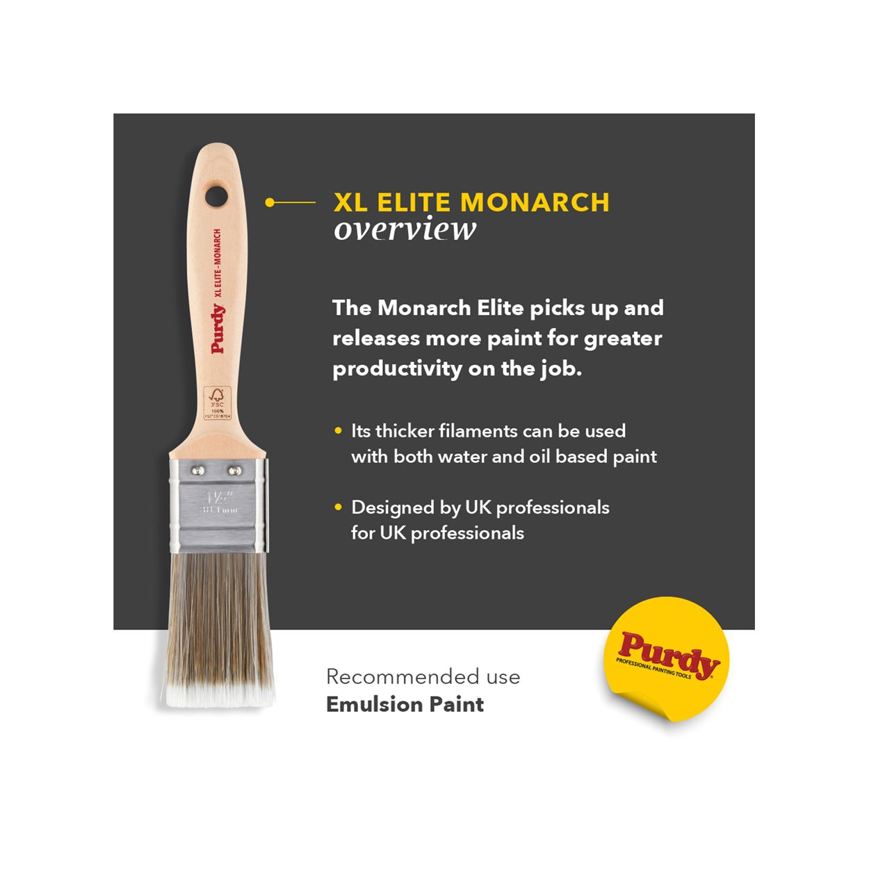 Purdy XL Elite Monarch 1 Inch Paint Brush