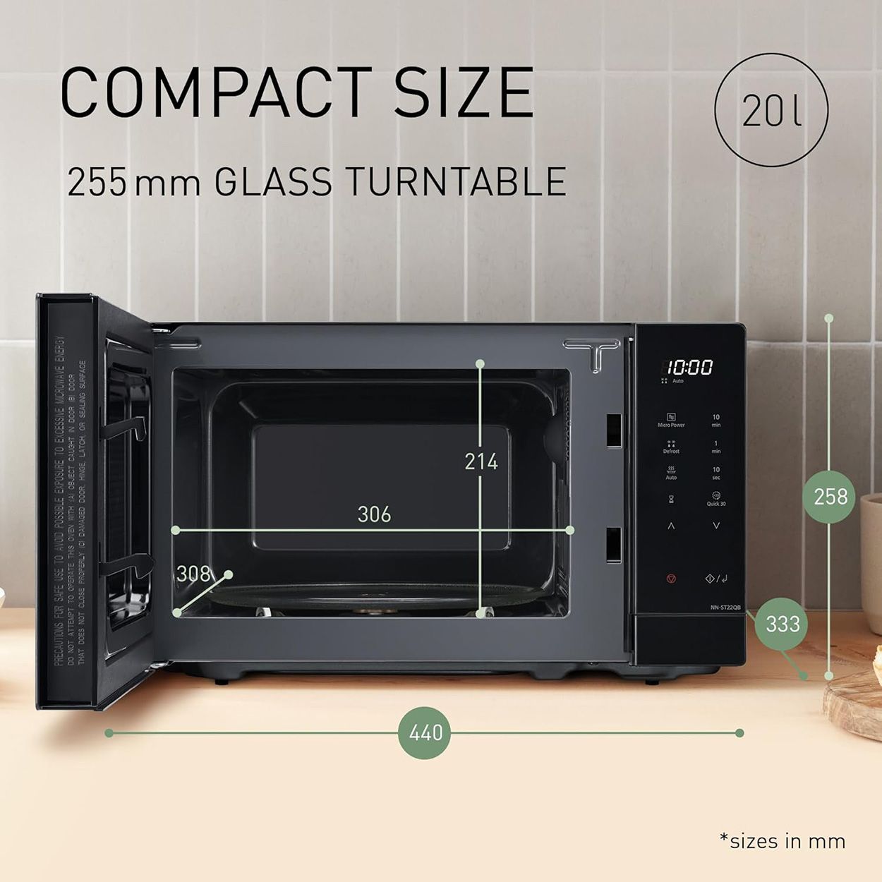 Panasonic Compact Solo Microwave Black