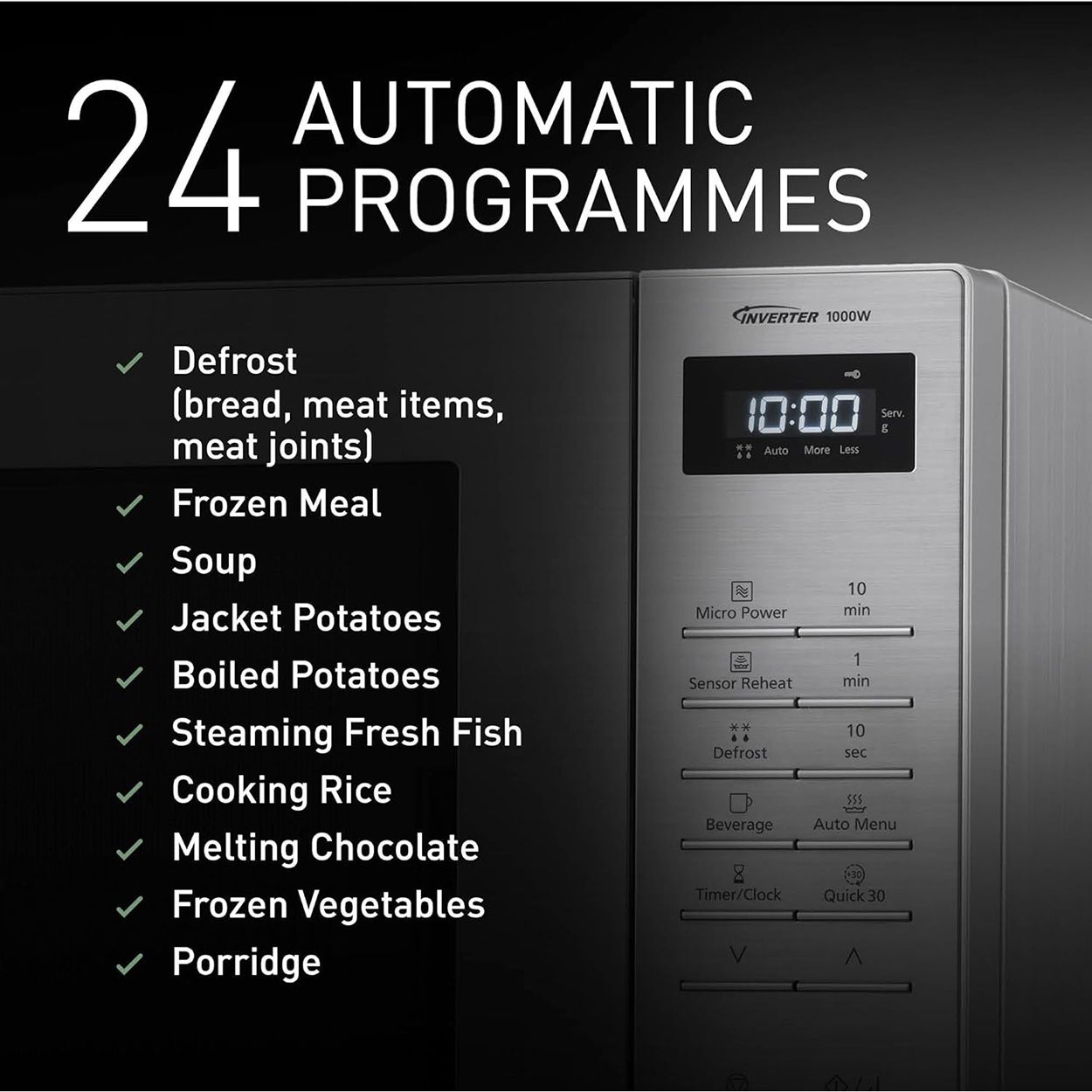 Panasonic 32L 1000W Solo Inverter Microwave Silver