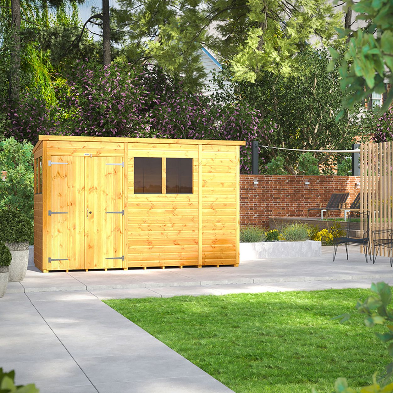 Powersheds Pent Garden Shed 10ft x4ft DD