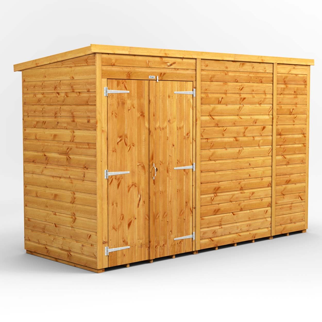 Powersheds Pent Garden Shed10ftx4ft Wndwls Dbl Drs