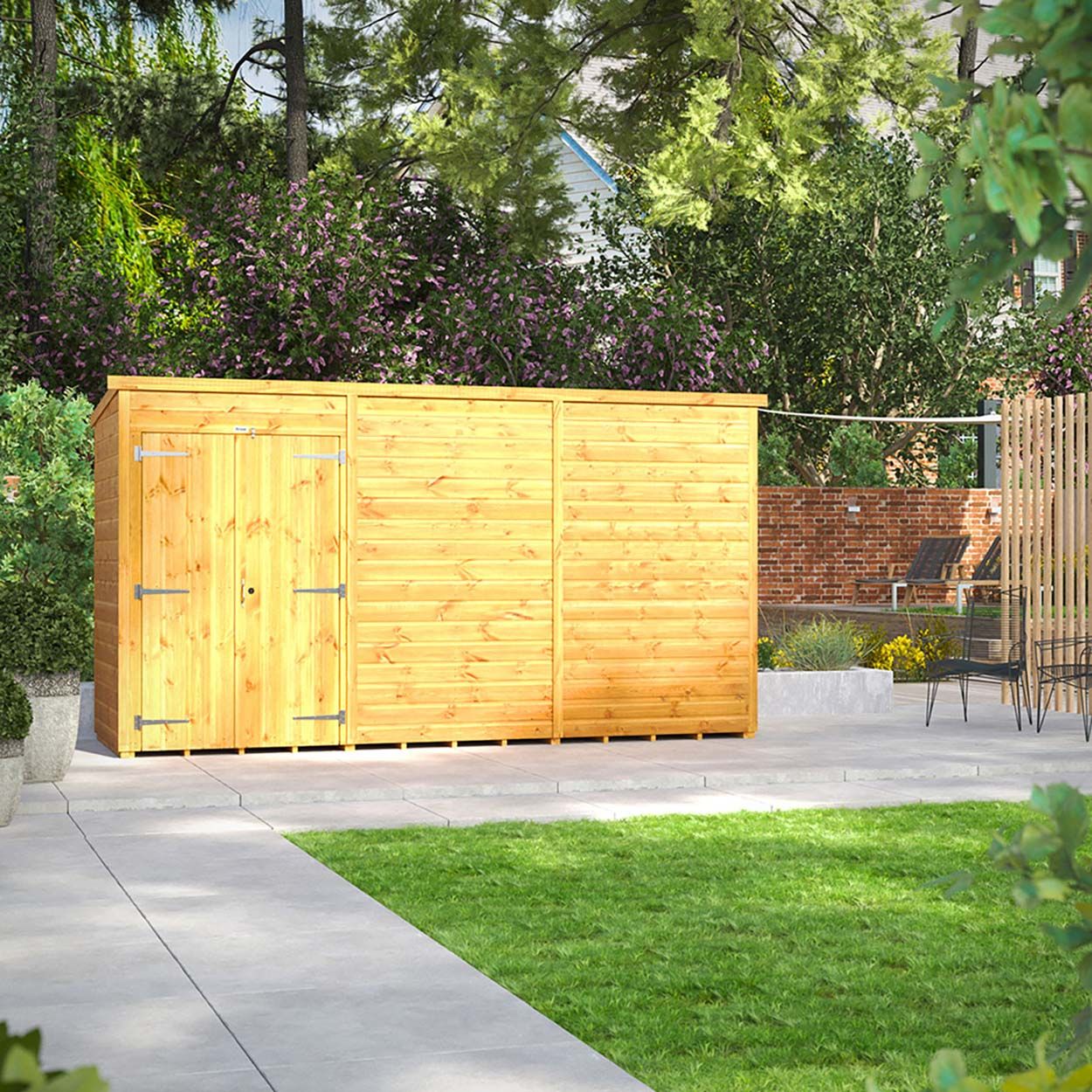 Powersheds Pent Garden Shed 12ft x 4ft WindowlesDD