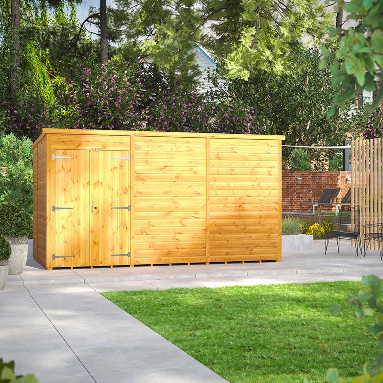 Powersheds Pent Garden Shed 12ft x 6ft WindowlesDD