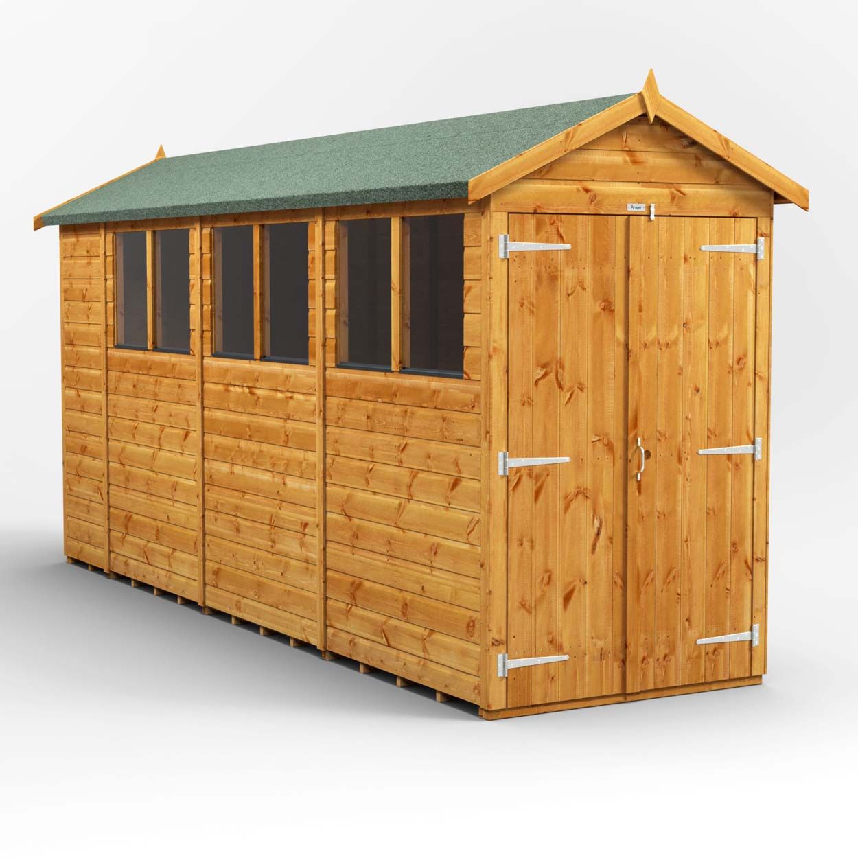 Powersheds Apex Garden Shed 14ft x 4ft Double Door