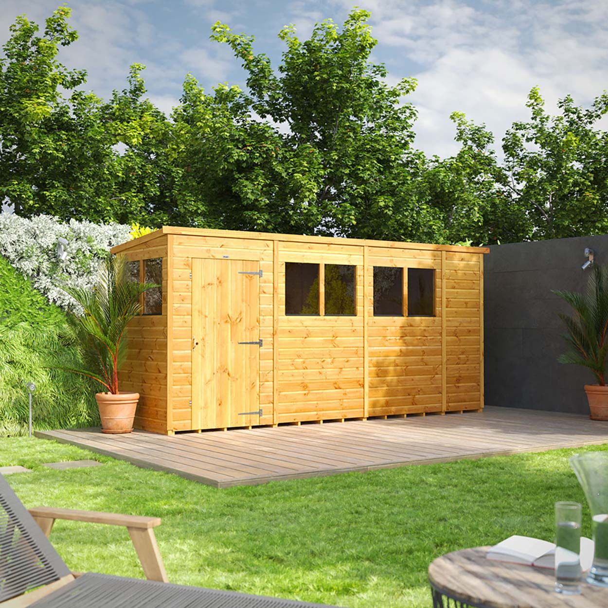 Powersheds Pent Garden Shed - 14ft x 4ft
