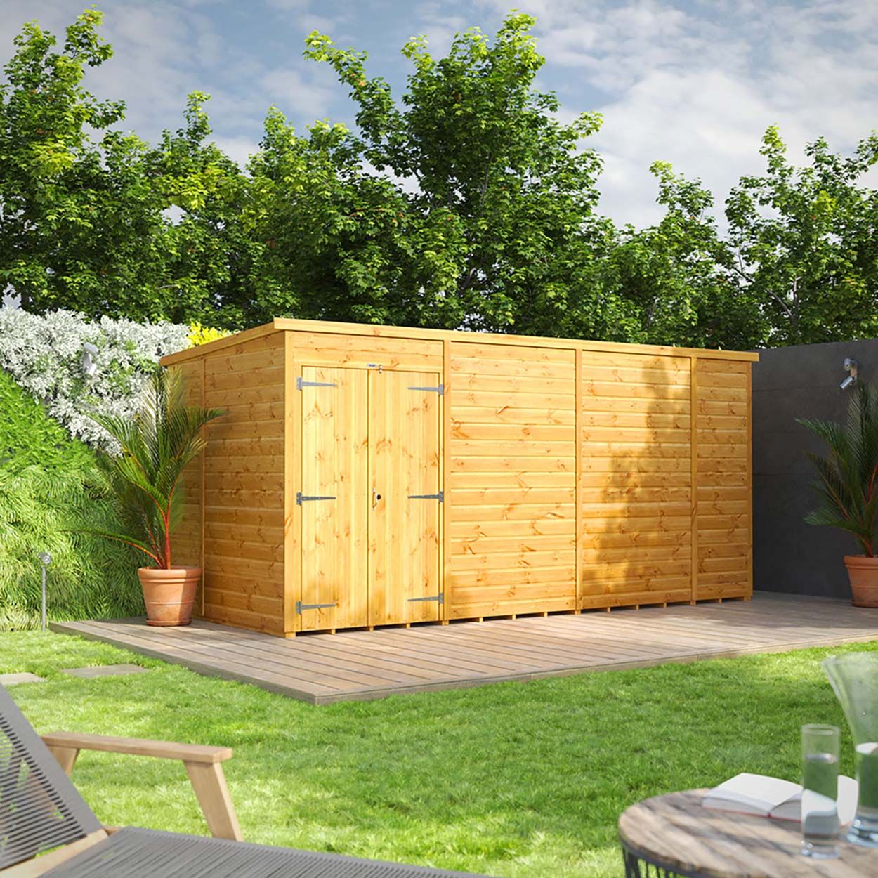 Powersheds Pent Garden Shed 14ft x 6ft WindowlesDD