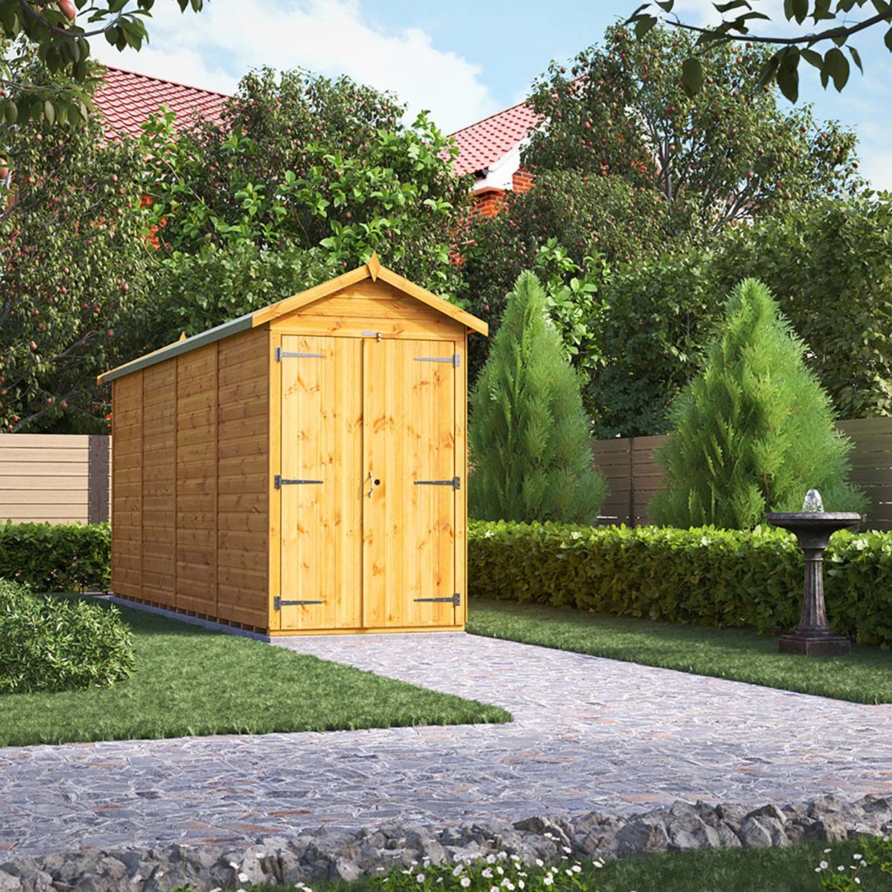 Powersheds Apex Garden Shed 16ft x 4ft WindowlesDD