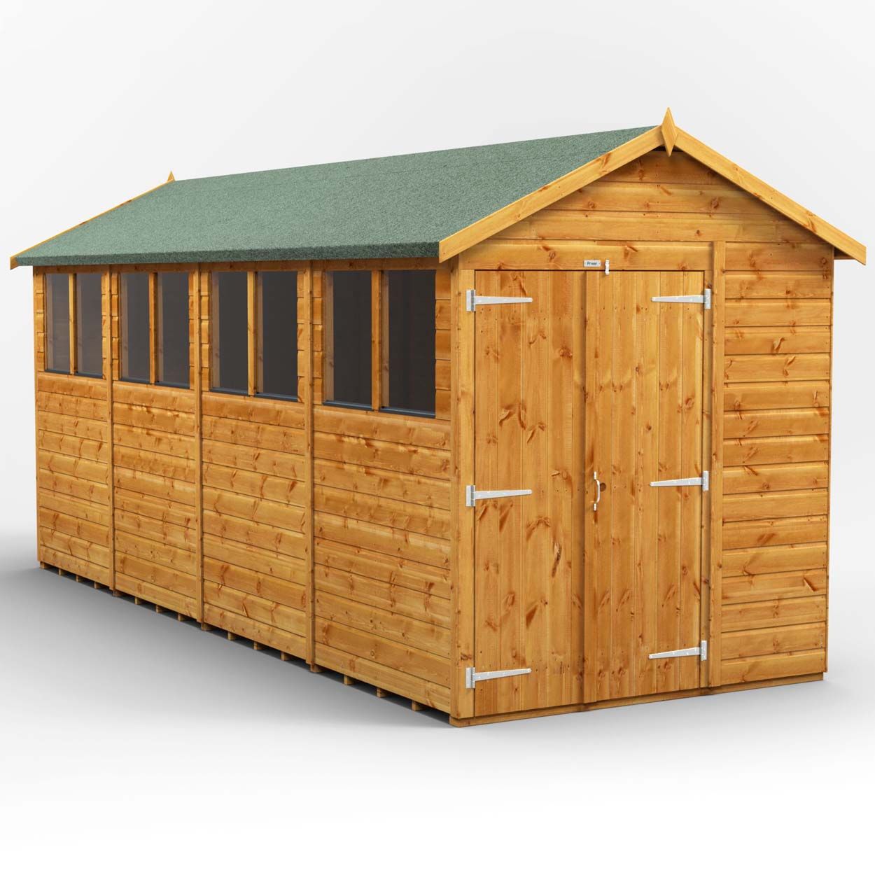 Powersheds Apex Garden Shed 16ft x 6ft Double Door