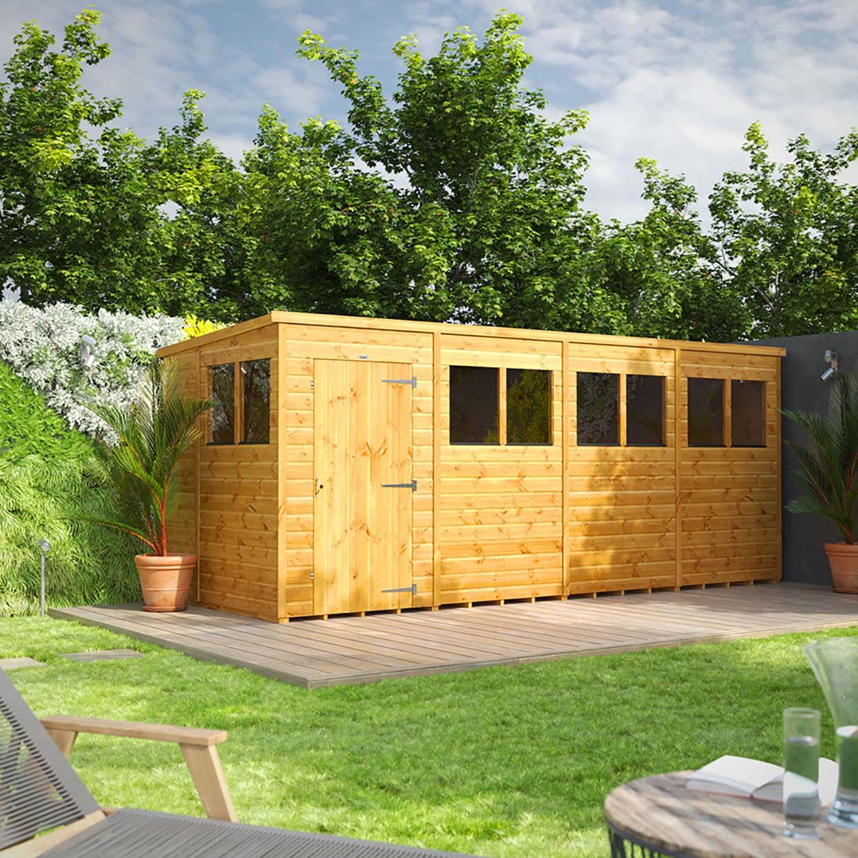 Powersheds Pent Garden Shed - 16ft x 6ft
