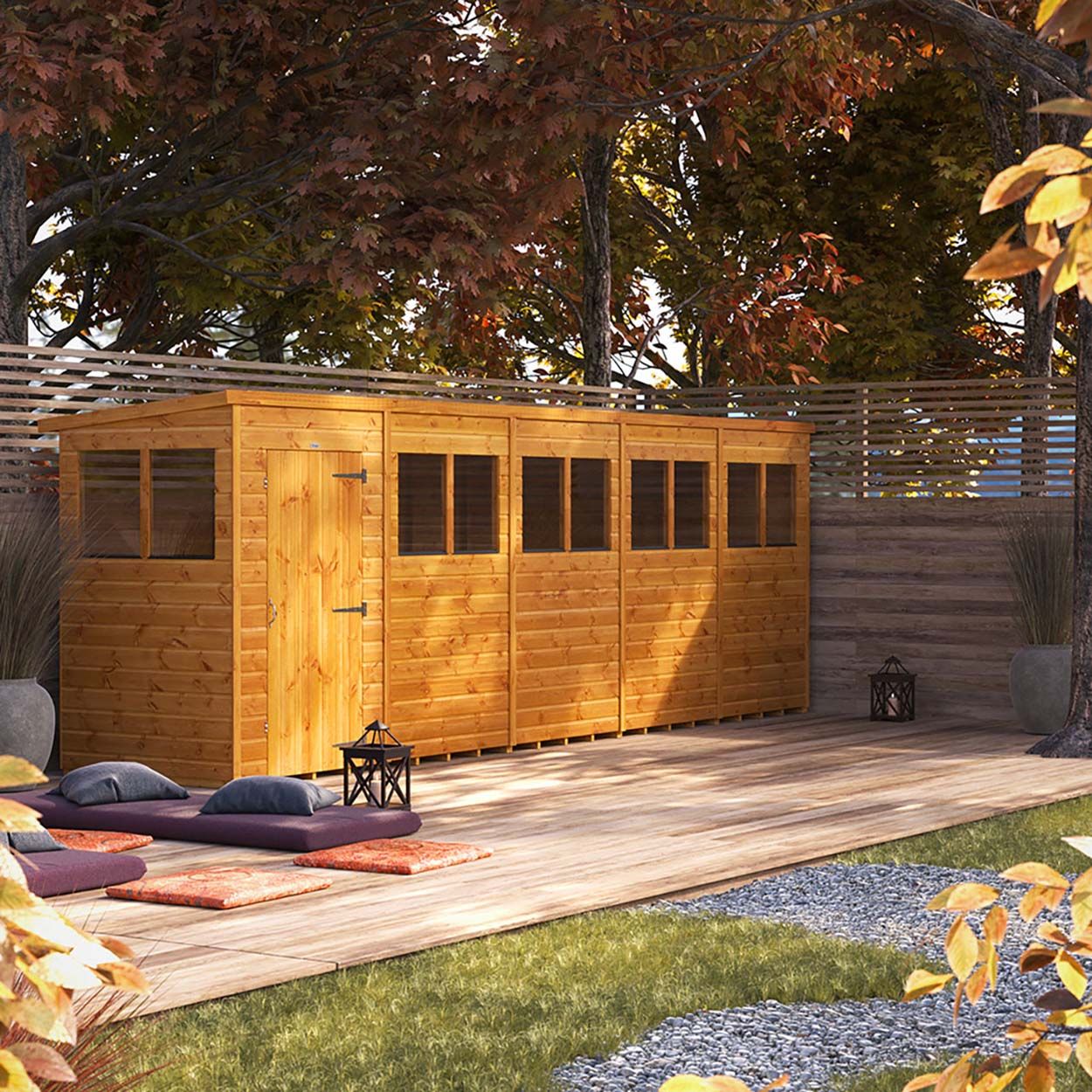 Powersheds Pent Garden Shed - 20ft x 4ft