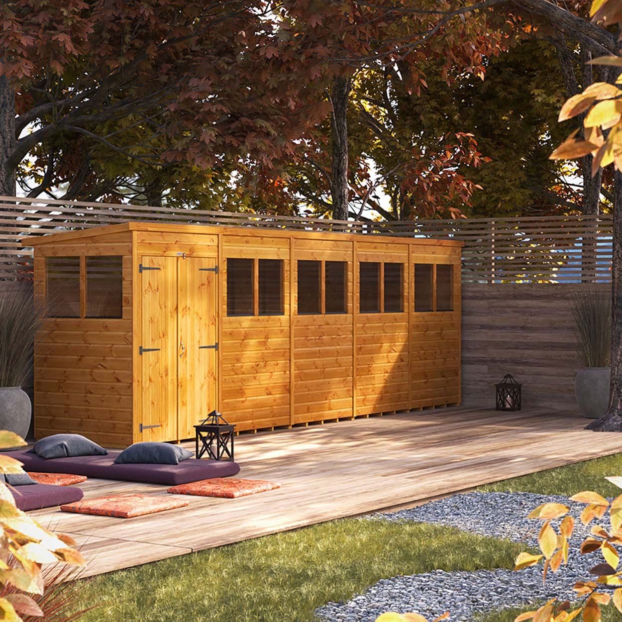 Powersheds Pent Garden Shed - 20ft x 4ft - DD