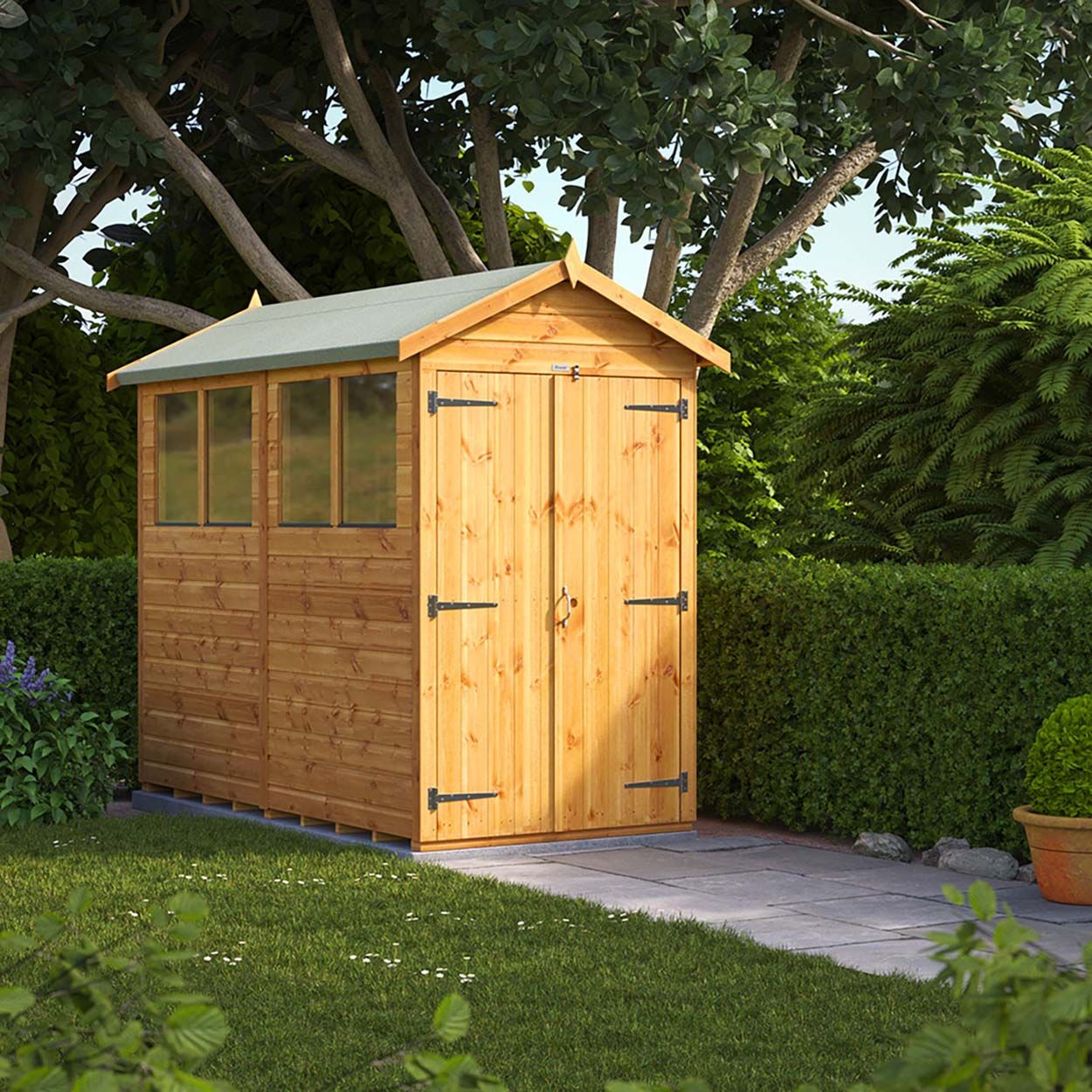 Powersheds Apex Garden Shed - 8ft x 4ft - DD