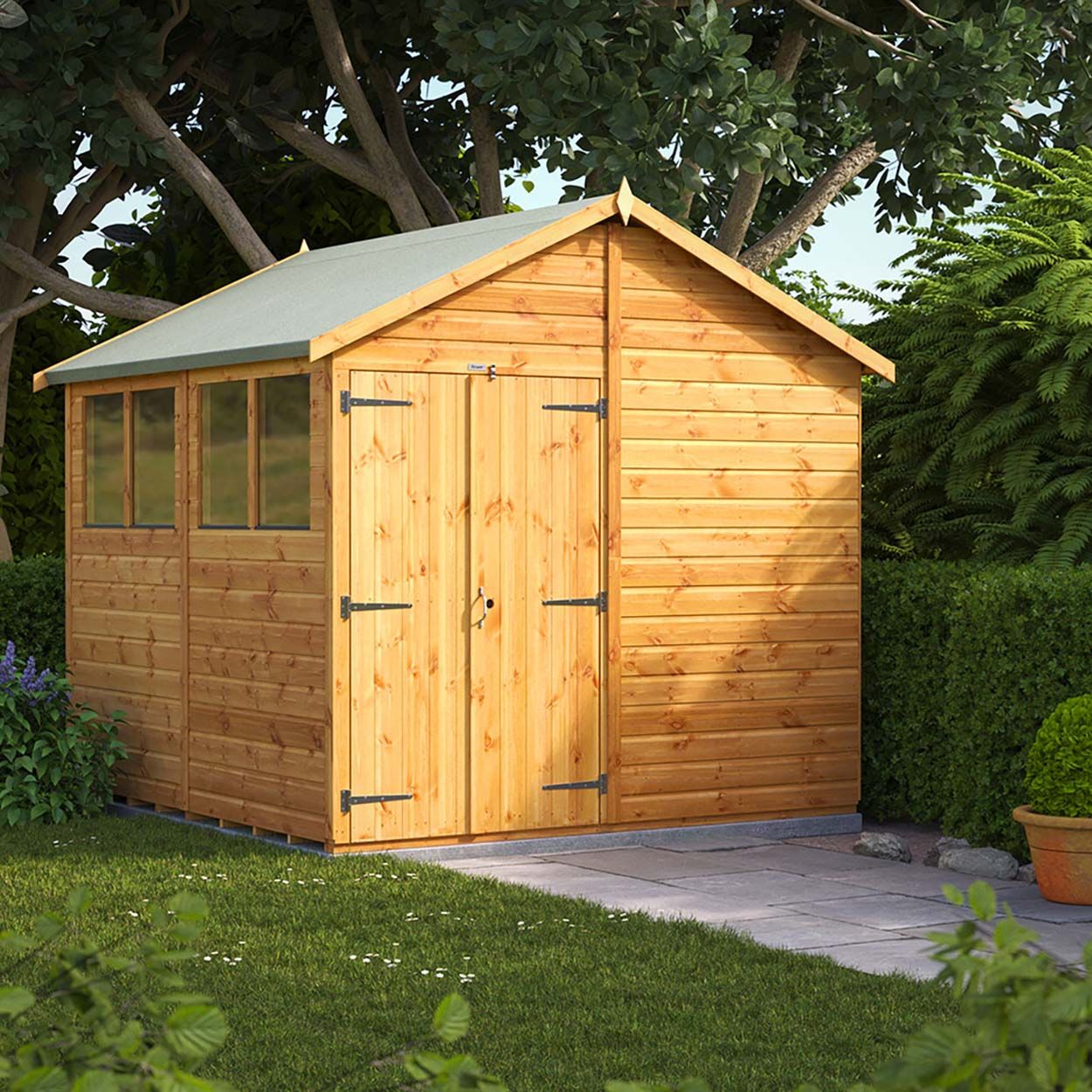 Powersheds Apex Garden Shed - 8ft x 8ft - DD