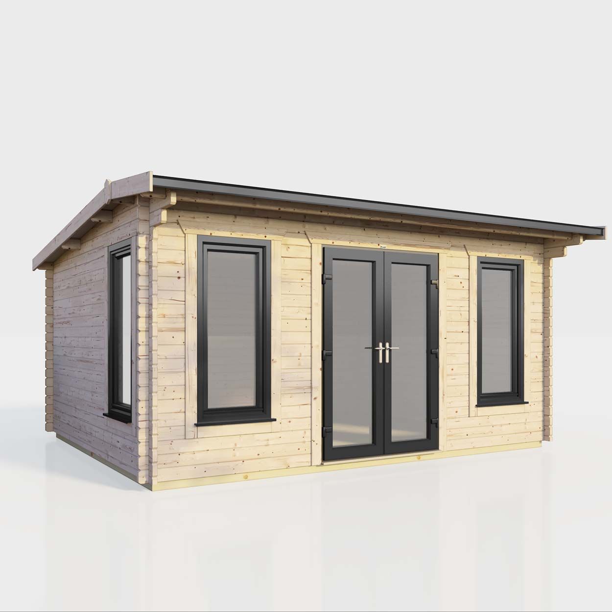 Powersheds Apex Log Cabin 16ft x 10ft DoorsCentral