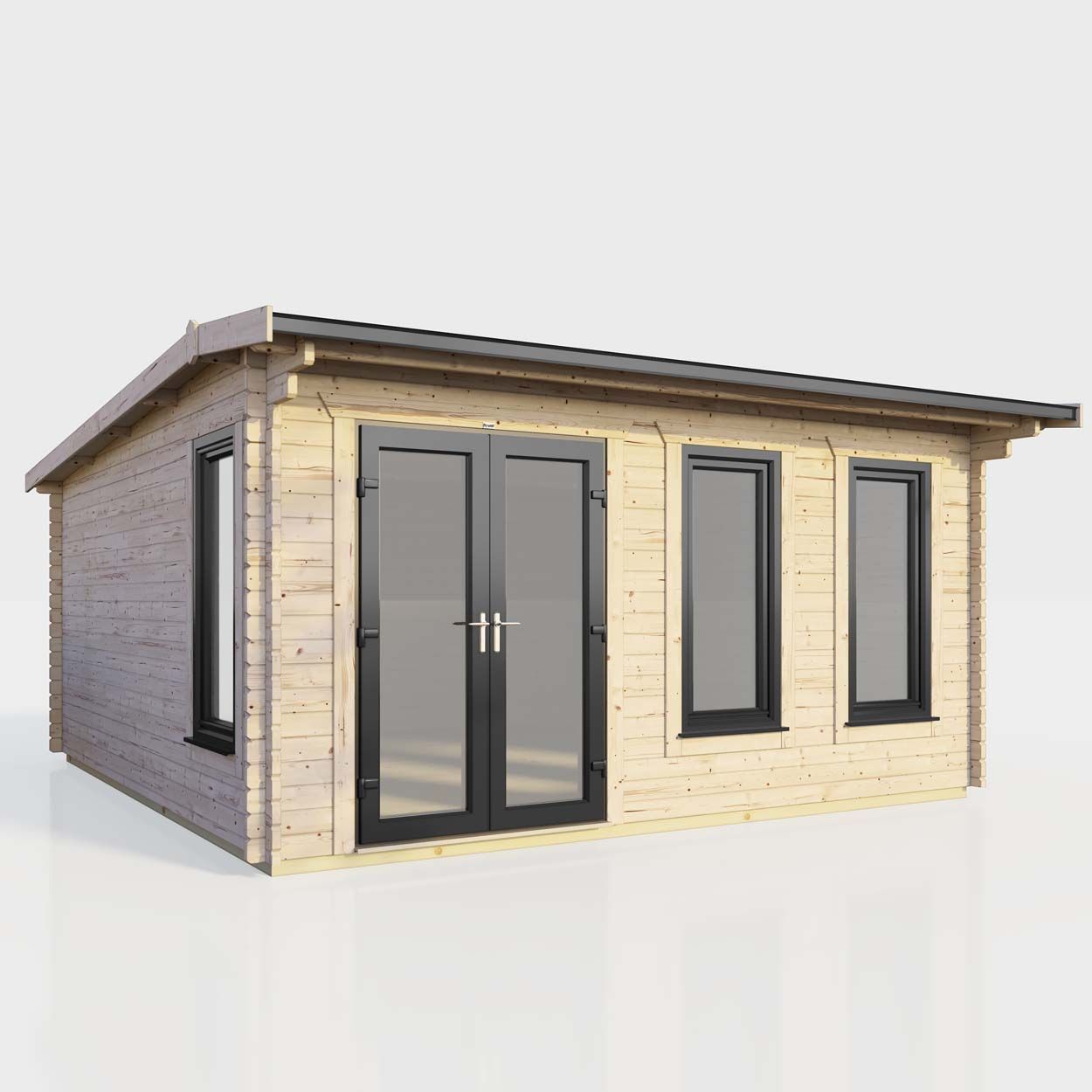 Powersheds Apex Log Cabin 16ft x 14ft DoorsToLeft