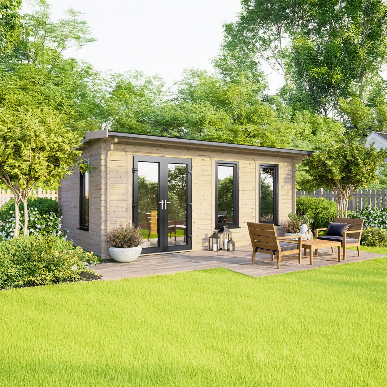 Powersheds Apex Log Cabin 18ft x 10ft DoorsToLeft