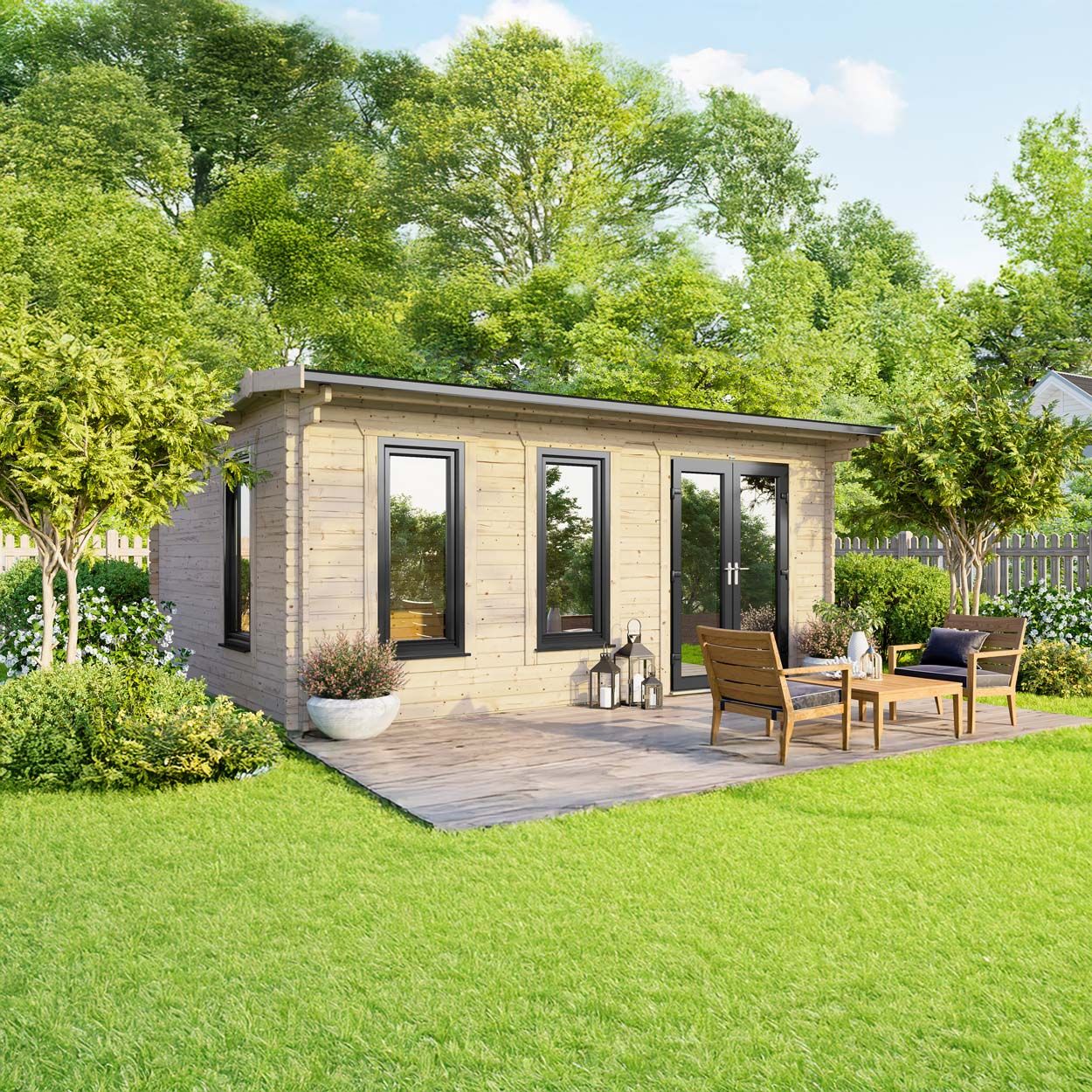 Powersheds Apex Log Cabin 18ft x 12ft DoorsToRight