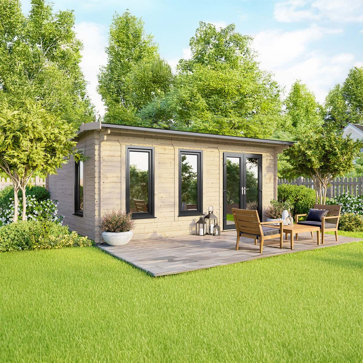 Powersheds Apex Log Cabin 18ft x 14ft DoorsToRight