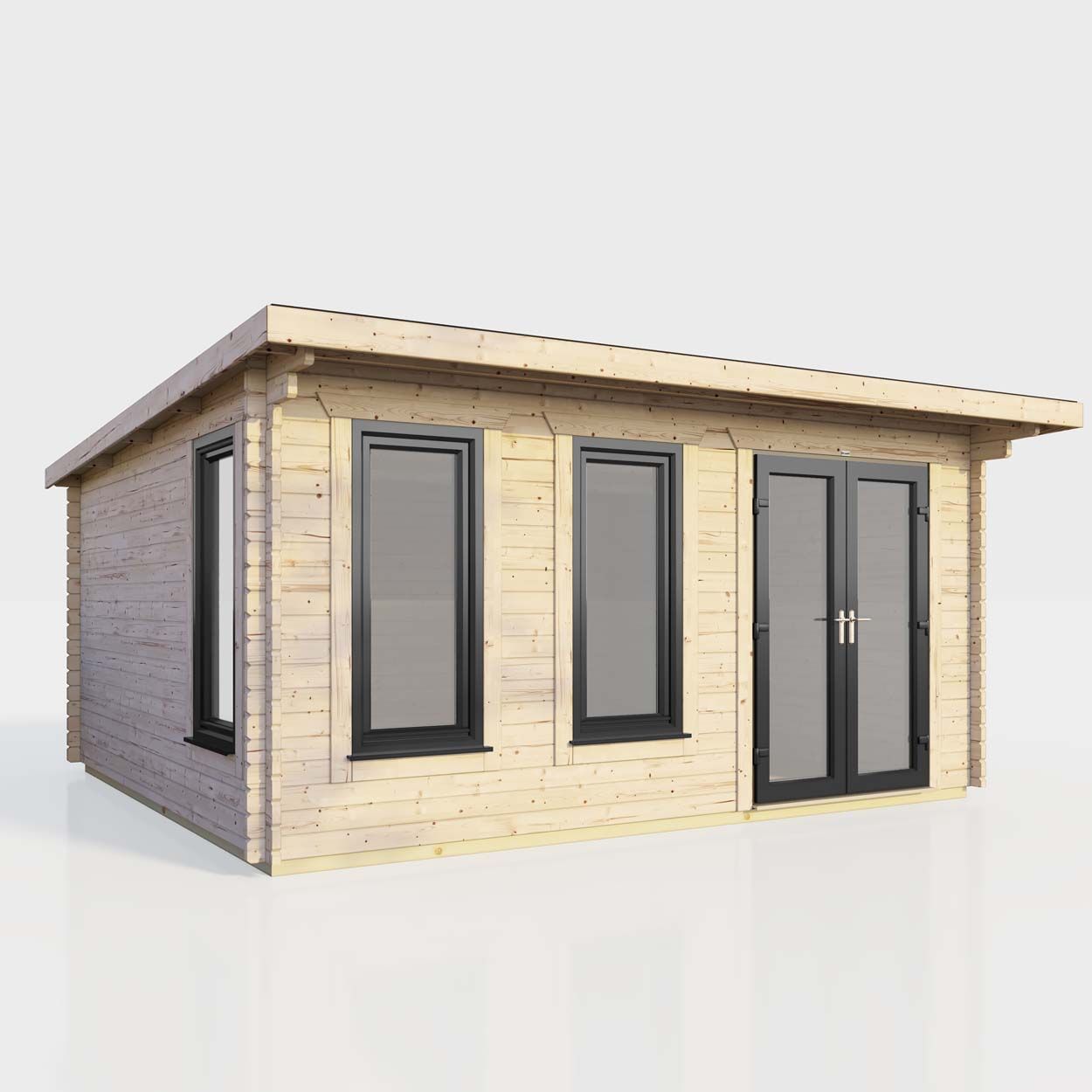 Powersheds Pent Log Cabin 16ft x 12ft DoorsToRight