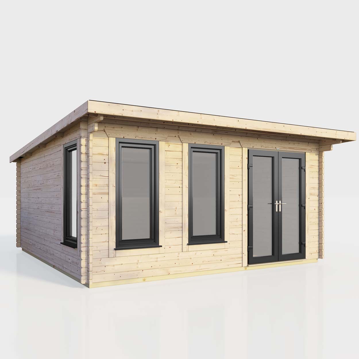 Powersheds Pent Log Cabin 16ft x 14ft DoorsToRight
