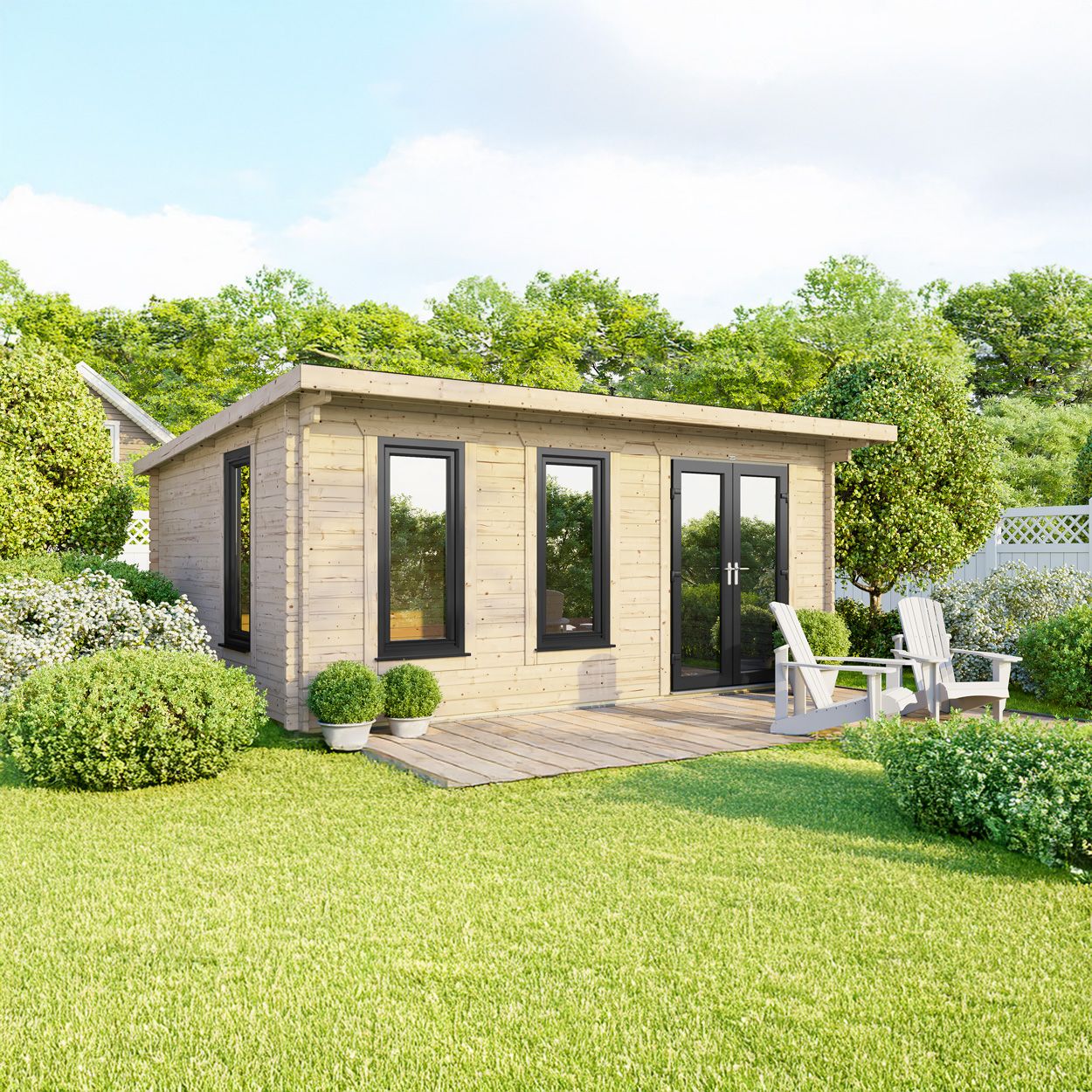 Powersheds Pent Log Cabin 18ft x 12ft DoorsToRight