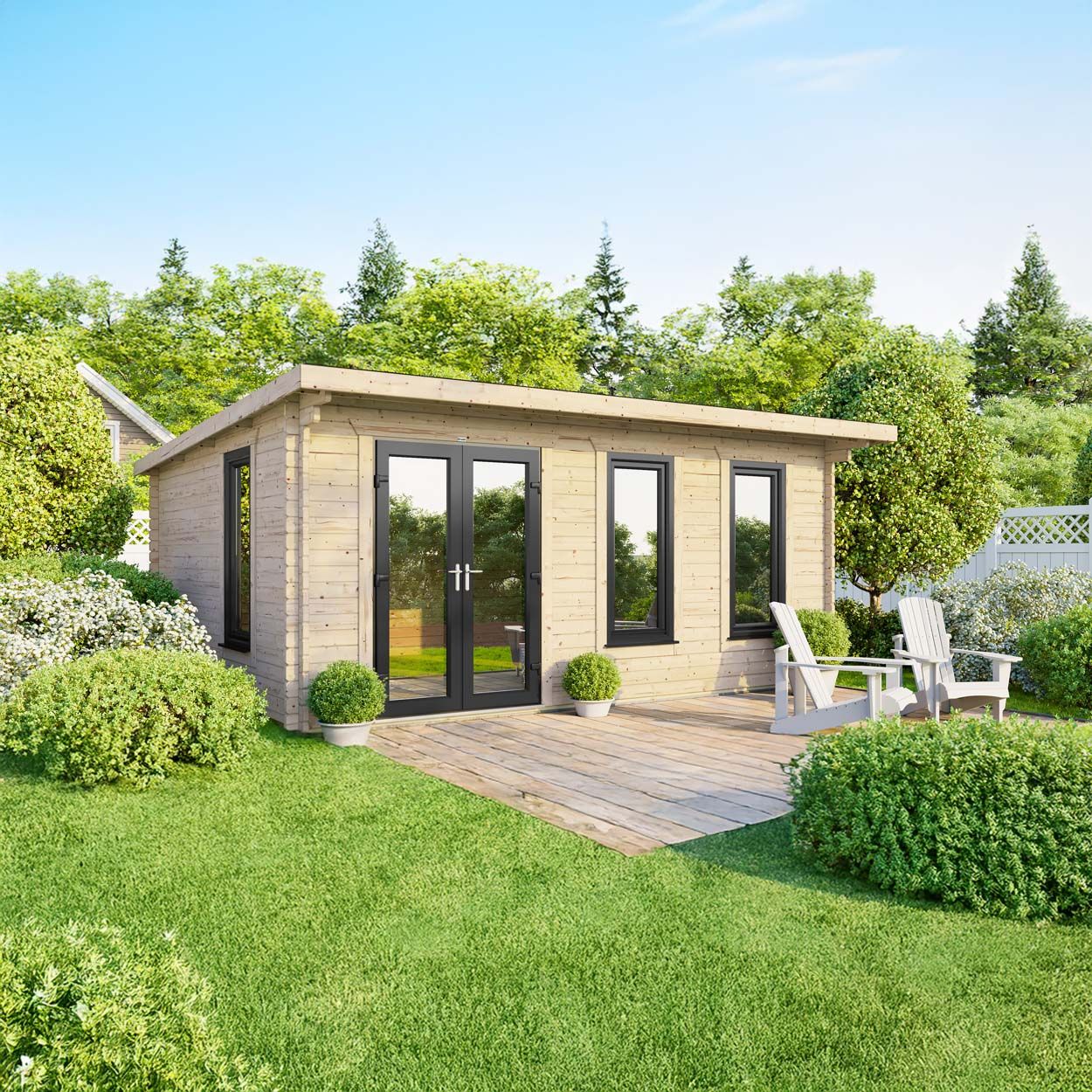 Powersheds Pent Log Cabin 18ft x 12ft DoorsToLeft
