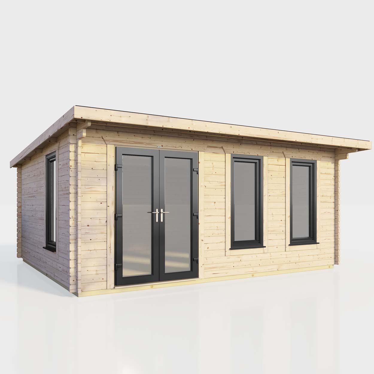 Powersheds Pent Log Cabin 18ft x 12ft DoorsToLeft