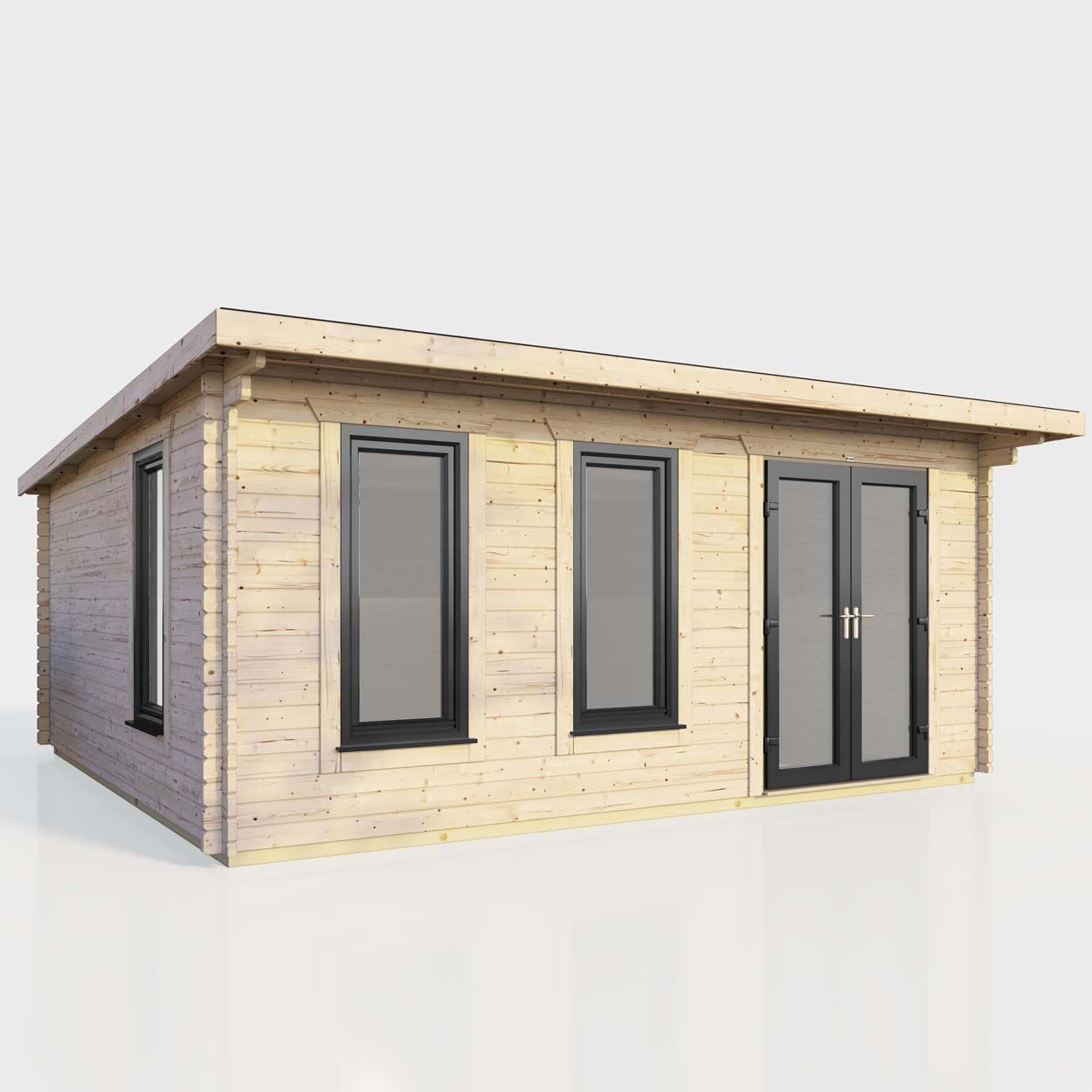 Powersheds Pent Log Cabin 18ft x 14ft DoorsToRight