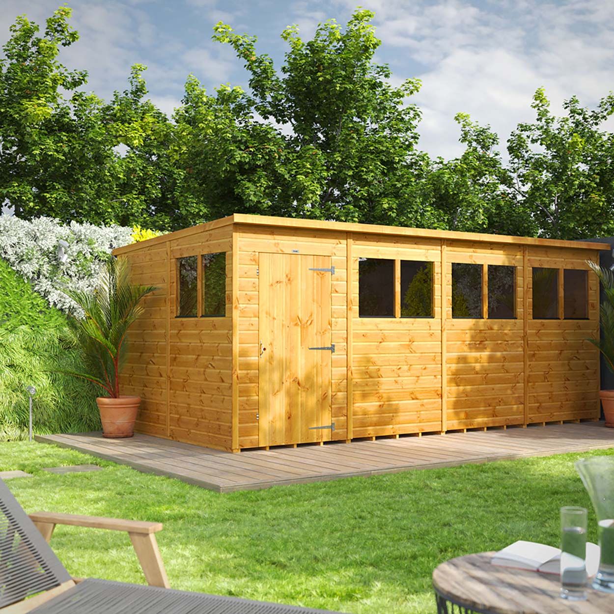 Powersheds Pent Garden Shed - 16ft x 8ft