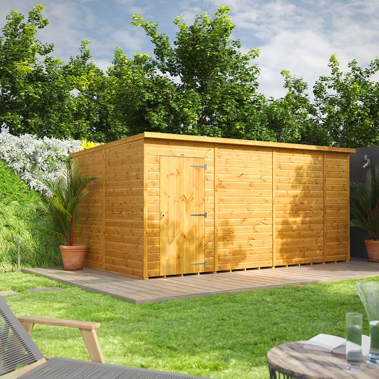 Powersheds Pent Garden Shed 14ft x 8ft Windowless