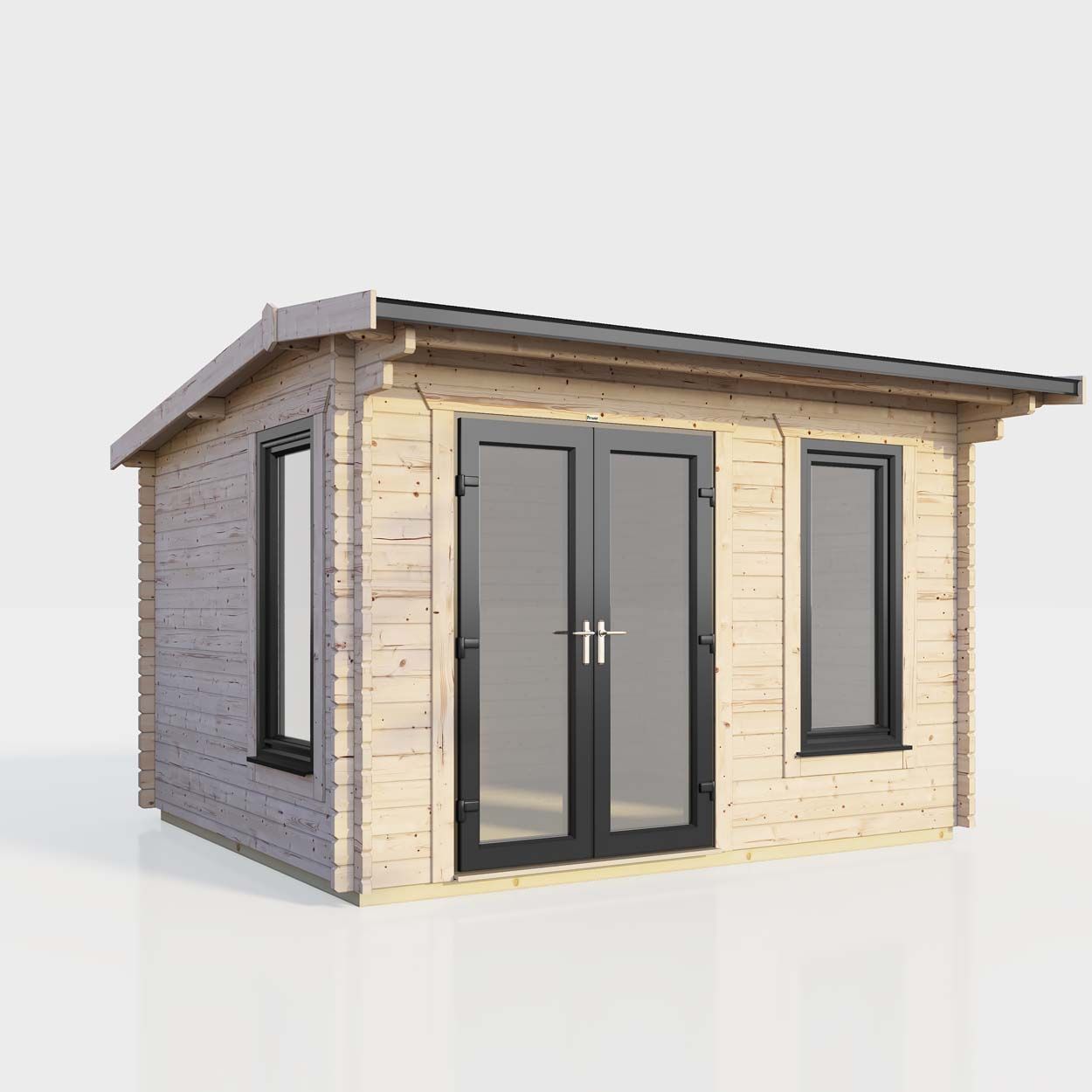 Powersheds Apex Log Cabin12ft x 8ft DoorsToLeft