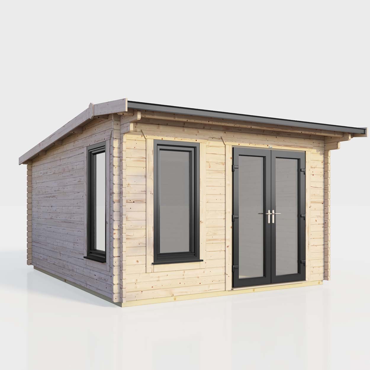 Powersheds Apex Log Cabin 12ft x 12ft DoorsToRight