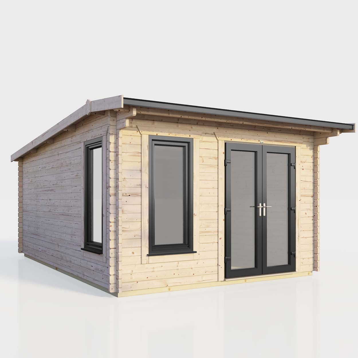 Powersheds Apex Log Cabin 12ft x 14ft DoorsToRight