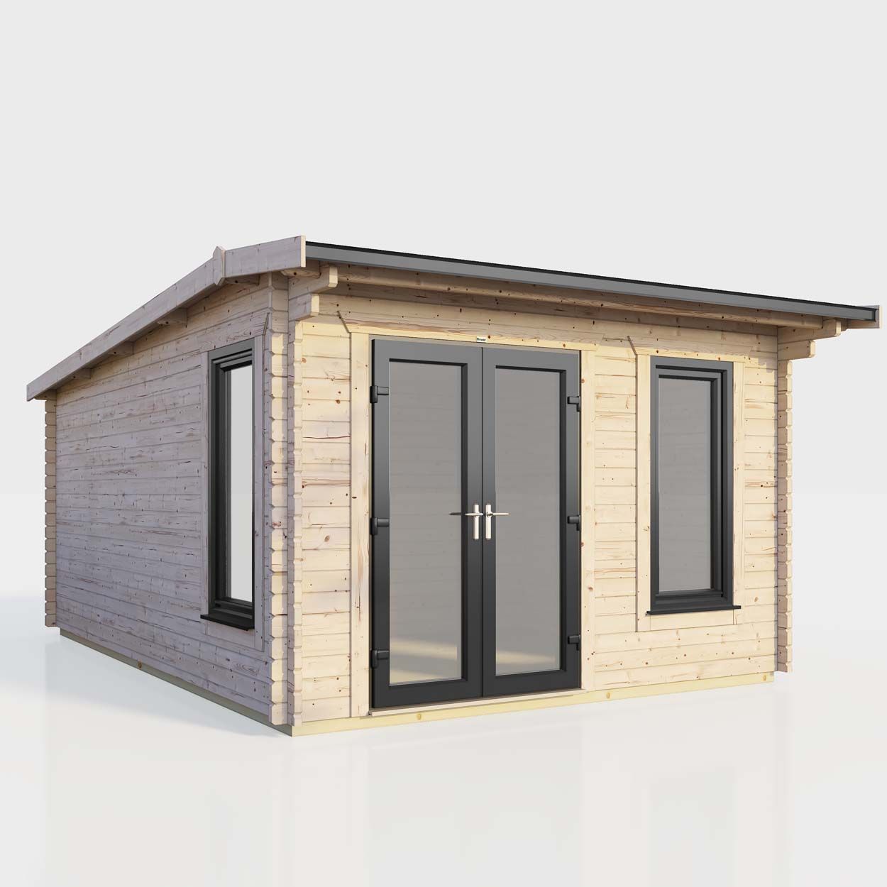 Powersheds Apex Log Cabin 12ft x 14ft DoorsToLeft