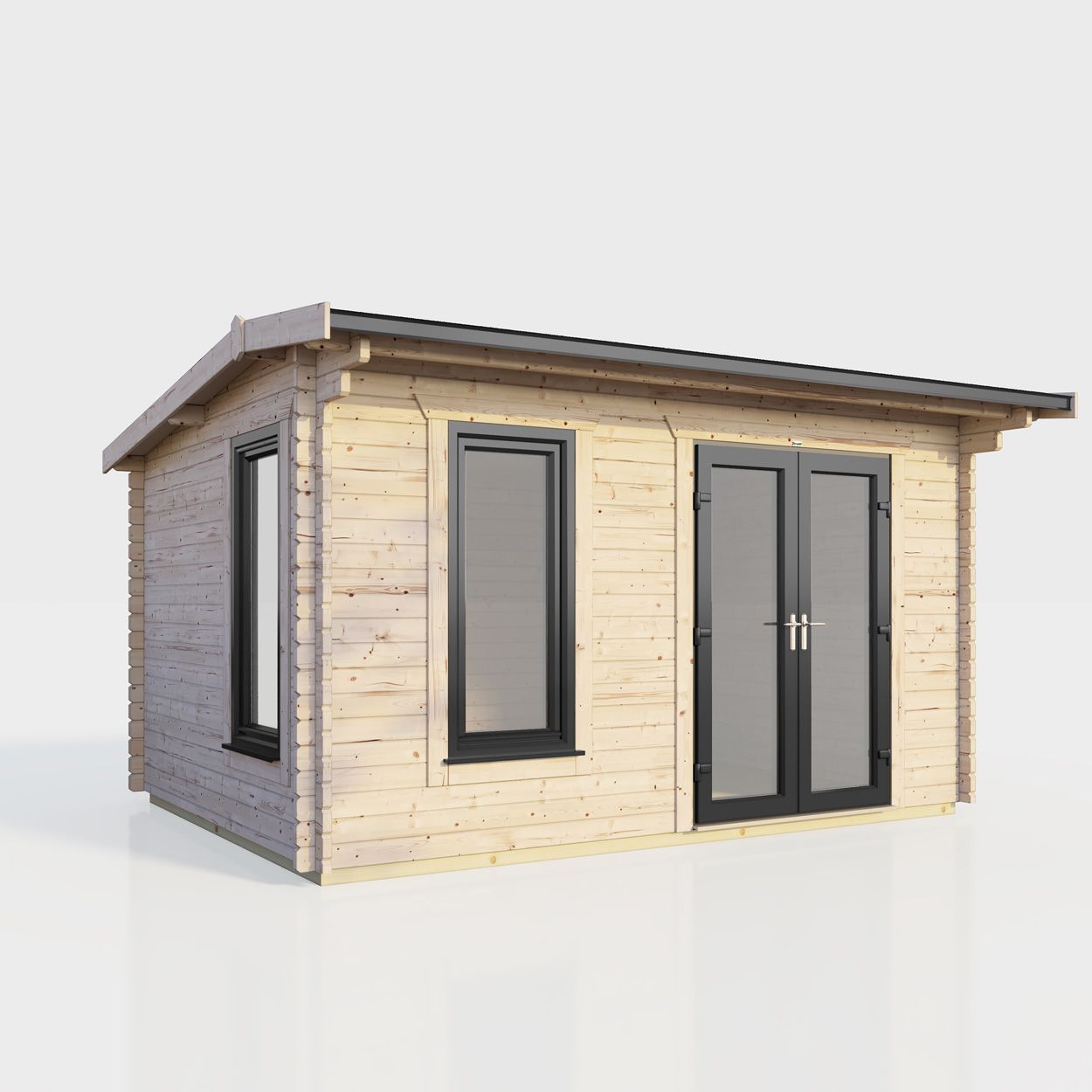 Powersheds Apex Log Cabin 14ft x 8ft DoorsToRight