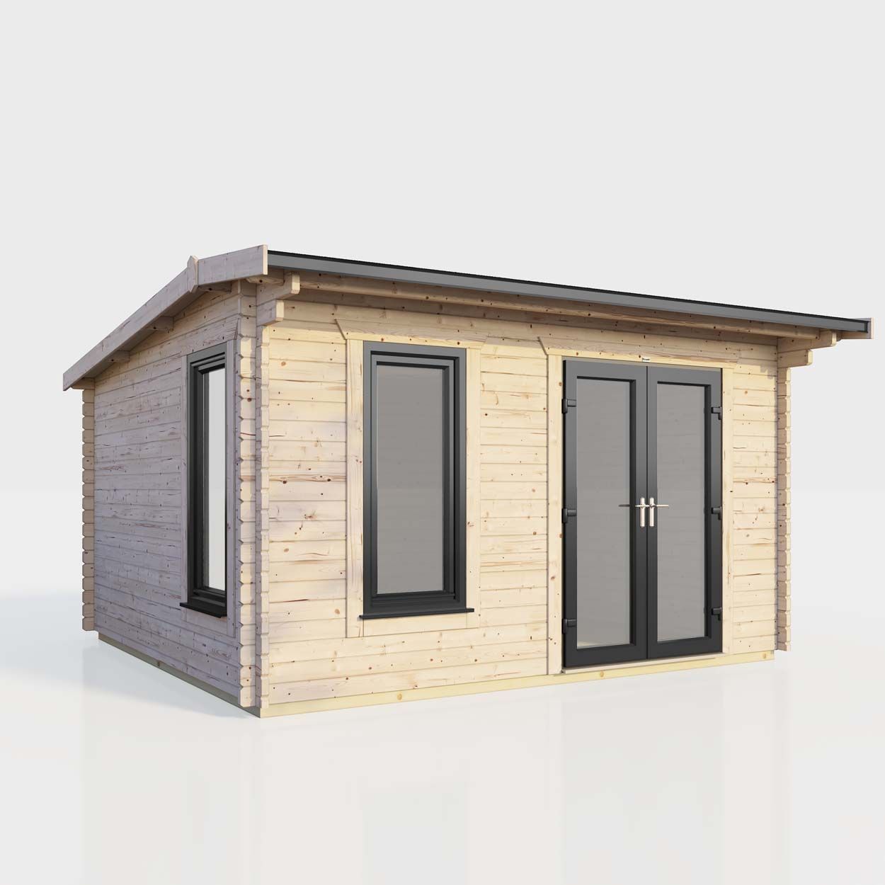 Powersheds Apex Log Cabin 14ft x 10ft DoorsToRight