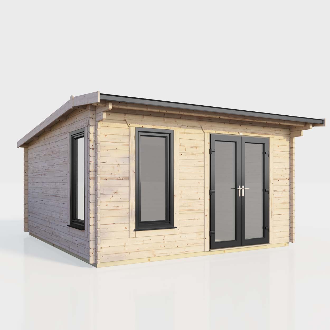 Powersheds Apex Log Cabin 14ft x 12ft DoorsToRight